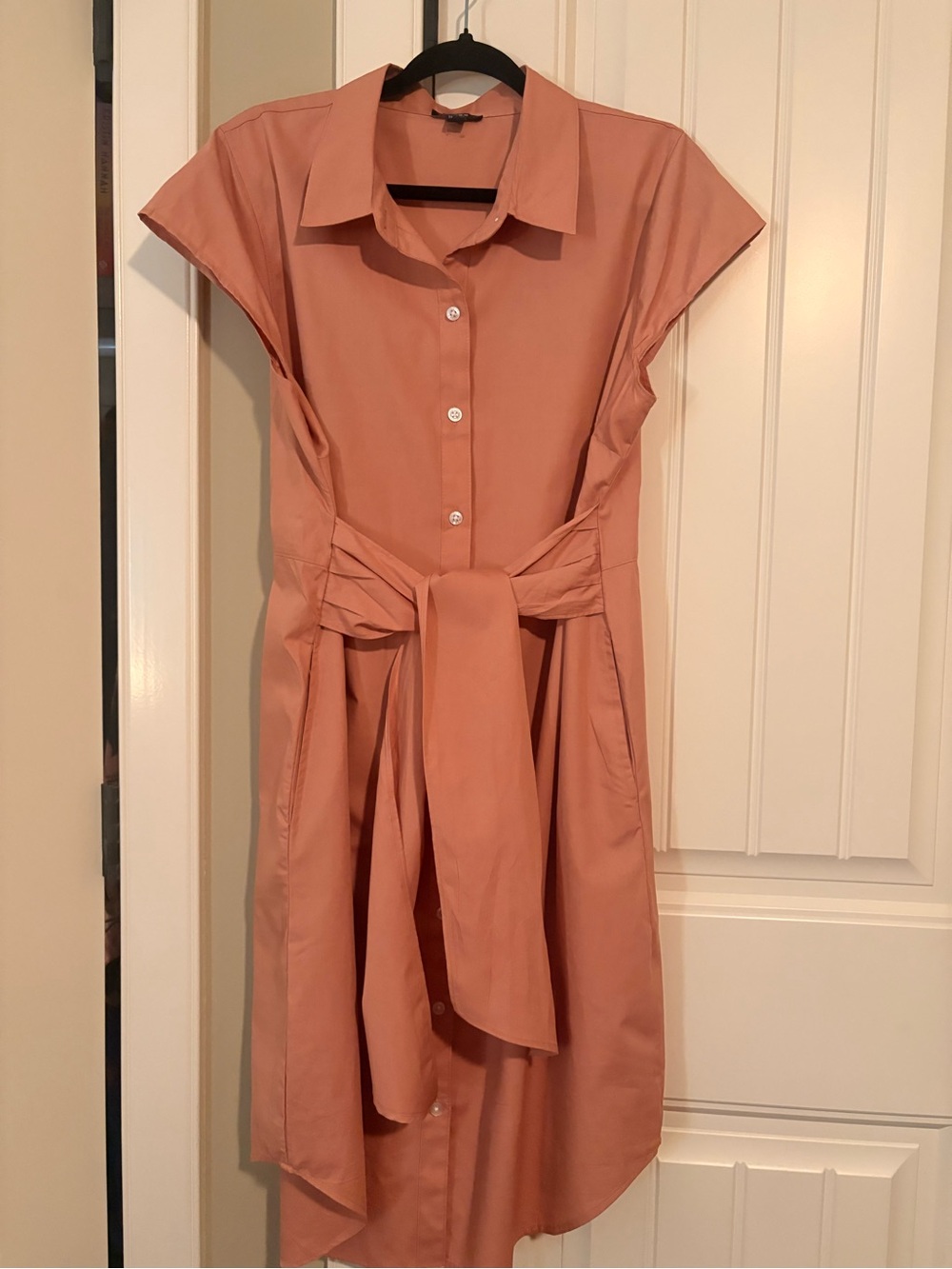 Mexx Dusty Rose Button-Front Midi Dress with Tie Waist